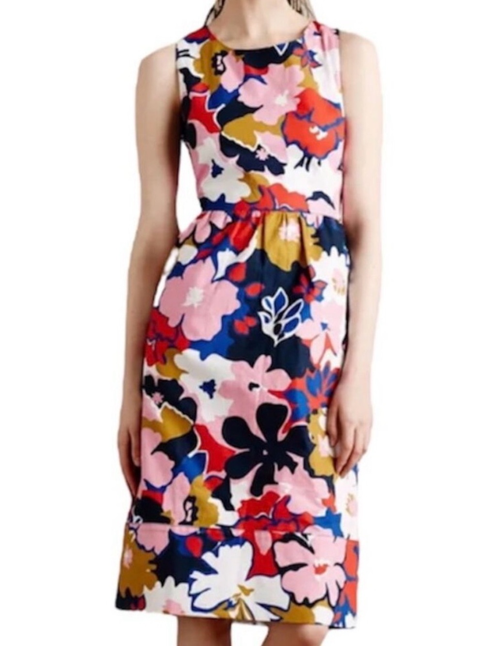 Whit Two Floral Sleeveless Midi Dress Multi 14 with pockets